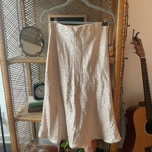 Audrey 3+1 Light Champagne Jacquard A-Line Midi Skirt